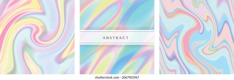 Colorido Psicodélico Irlandés Resumen Holográfico Lujo aleatorio Patrón de mármol natural. Trippy Efecto fluido de fondo vectorial con neón vibrante en difracción de luz.Azul, amarillo y rosa colores 