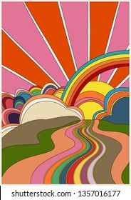 Colorful Psychedelic Poster, Cover Template from the 1960's 