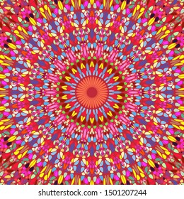 Colorful psychedelic radial flower mosaic pattern background design - hypnotic circular floral vector illustration