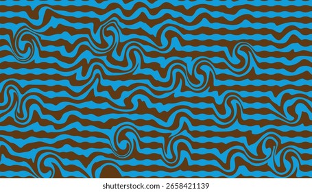 Fondo psicodélico colorido de la onda con las curvas dinámicas rojas y amarillas en estilo retro abstracto del mod de la década de 1960 1970, diseño Horizontal y de Vertical para los Anuncios, los carteles, y las impresiones