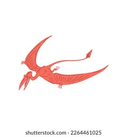 Colorful pterodactyl flat style, vector illustration isolated on white background. Flying carnivorous dinosaurs, jurassic period predator, ancient creation