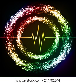 colorful pulse Light Abstract Technology background for computer graphic website and internet.