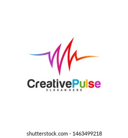 Colorful Pulse logo Concepts Vector. Pulse People Logo Design Template Vector. Sound waves vector illustration design template. unique pulse or wave logo design