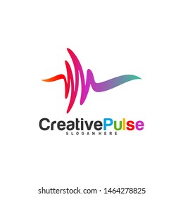 Colorful Pulse logo Concepts Vector. Sound waves illustration design template. Unique pulse logo design vector