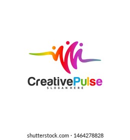 Colorful Pulse logo Concepts Vector. Sound waves illustration design template. Unique pulse logo design vector