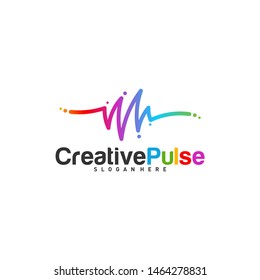 Colorful Pulse logo Concepts Vector. Sound waves illustration design template. Unique pulse logo design vector