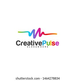 Colorful Pulse logo Concepts Vector. Sound waves illustration design template. Unique pulse logo design vector