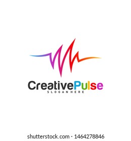 Colorful Pulse logo Concepts Vector. Sound waves illustration design template. Unique pulse logo design vector