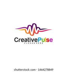 Colorful Pulse logo Concepts Vector. Sound waves illustration design template. Unique pulse logo design vector