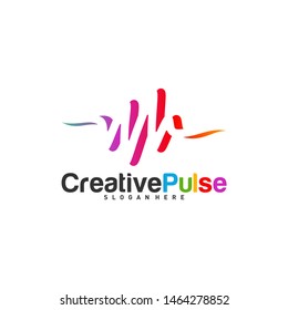 Colorful Pulse logo Concepts Vector. Sound waves illustration design template. Unique pulse logo design vector