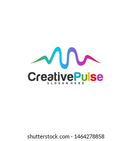Colorful Pulse logo Concepts Vector. Sound waves illustration design template. Unique pulse logo design vector