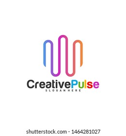 Colorful Pulse logo Concepts Vector. Sound waves illustration design template. Unique pulse logo design vector