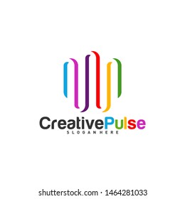 Colorful Pulse logo Concepts Vector. Sound waves illustration design template. Unique pulse logo design vector