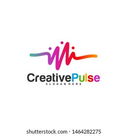 Colorful Pulse logo Concepts Vector. Sound waves illustration design template. Unique pulse logo design vector