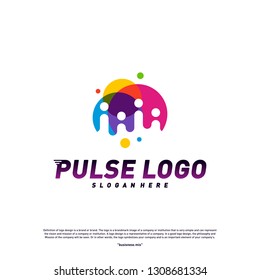 Colorful Pulse logo design concept vector. People Beat logo Template Vector.