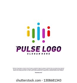 Colorful Pulse logo design concept vector. People Beat logo Template Vector.