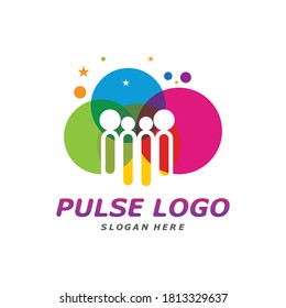 Farbiges Design-Konzept des Pulse Logos, Vektorgrafik. People Beat Logo Template Vektor