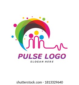 Colorful Pulse logo design concept vector. People Beat logo Template Vector