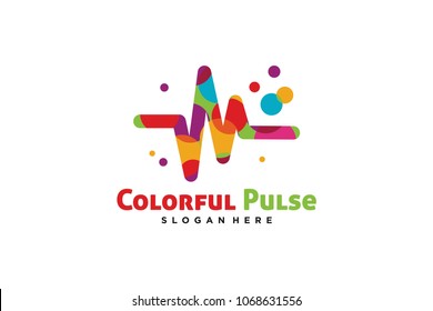 Colorful Pulse Logo Design Template: vector de stock (libre de regalías ...