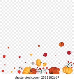 Colorful Pumpkin Background Transparent Vector. Burgundy Fall Illustration. Orange Rowan Food Texture. Leaf Nature. Picking Border.