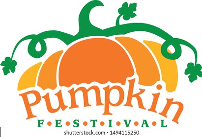 Colorful Pumpkin Festival Logo, Vector Illustration. Pumpkin Sign