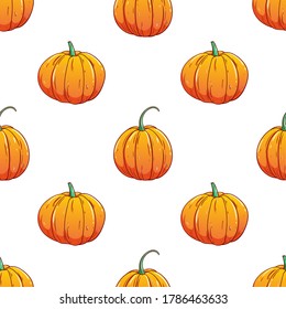 colorful pumpkin seamless pattern with hand drawn style