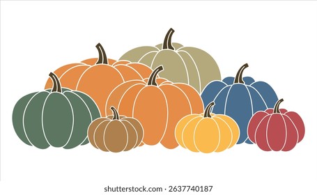 Colorful Pumpkin Vector Illustration for Fall and Thanksgiving Decor	