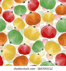 Colorful pumpkins Autumn seamless pattern