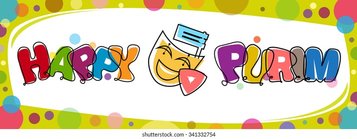 Colorful Purim Banner - Happy Purim banner with Purim elements and colorful border. Eps10