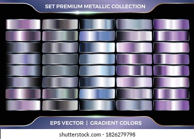 Colorful Purple   azure collection gradients Large set metallic palettes Vector template