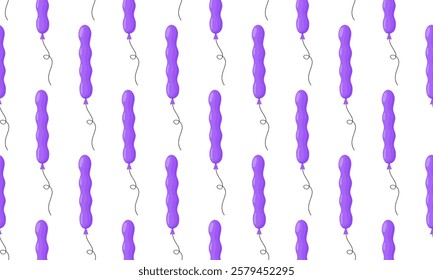 Colorful purple balloons arranged on a white background for festive celebrations