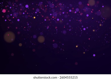 Colorful purple bokeh effect.Texture background abstract Glitter and elegant for Christmas. Dust white. Sparkling magical dust particles. Magic concept. Vector