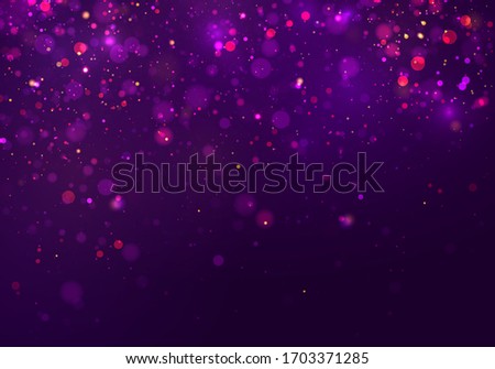 Colorful purple bokeh effect.Texture background abstract Glitter and elegant for Christmas. Dust white. Sparkling magical dust particles. Magic concept. Vector