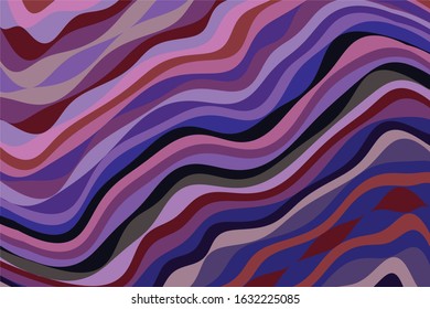 Colorful of purple gradient tone vector background with curved lines