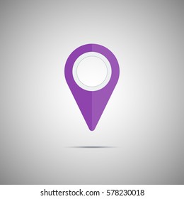 Colorful purple map pointer icon. Vector design element