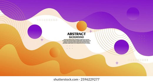 Colorful purple and orange 3D wave background. Bright colored fluid pattern. Vector Eps10