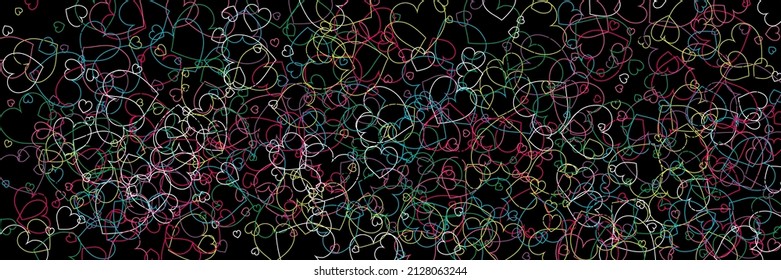 Colorful Purple Party Confetti Blue Modern Design. Black White Love Green Multicolor Romantic Background. Pink Violet Vector Neon Ornamental Fabrics. Transparent Rainbow Hearts Red Rainbow Print.