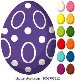 Colorful purple ultra violet easter chocolate pattern cover egg poster. Bright holiday vector illustration for gift card certificate banner sticker, badge sign, stamp, logo, icon label.