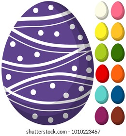 Colorful purple ultra violet easter chocolate pattern cover egg poster. Bright holiday vector illustration for gift card certificate banner sticker, badge sign, stamp, logo, icon label.