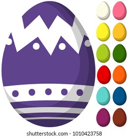 Colorful purple ultra violet easter chocolate pattern cover egg poster. Bright holiday vector illustration for gift card certificate banner sticker, badge sign, stamp, logo, icon label.