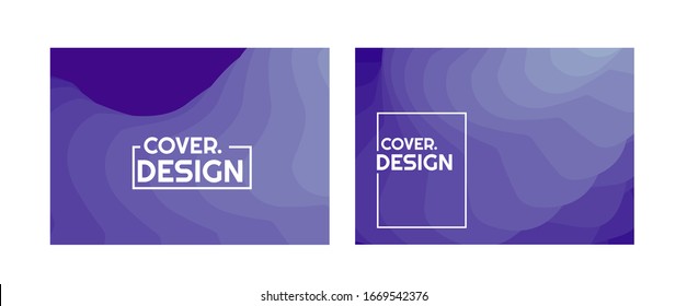conjunto de diseño sencillo de cubierta paisajística con degradado violeta de medio tono. vectorial de buen uso para la presentación de plantillas