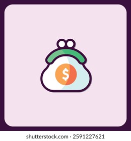 Colorful Purse Icon with Dollar Sign for Finance and Money