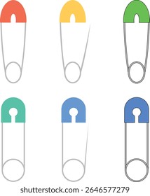 Conjunto de ilustração de pino de pressão colorido - Ícones de pino de desenho de vetor plano para escritório e design de apresentação de quadro de avisos