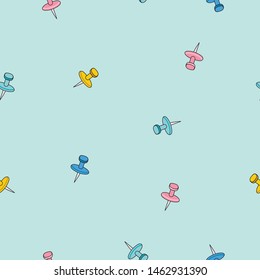 Colorful Push Pins Seamless Pattern for Graphic Vector Print