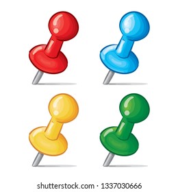 Colorful Push Pins Vector Illustration