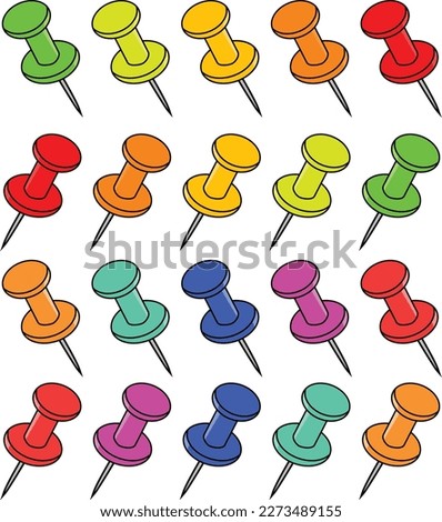 Colorful pushpin,location mark pin, realistic pins vector