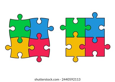 Colorido Puzzle 2 Estilo Diferente. Diseño De Dios Para Los Niños, Elemento De Fondo De Saludo De Autismo.