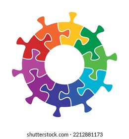 Colorful puzzle circle stock vector isolaed on white background.