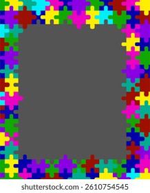 Colorful Puzzle Frame for Autism Awareness Design