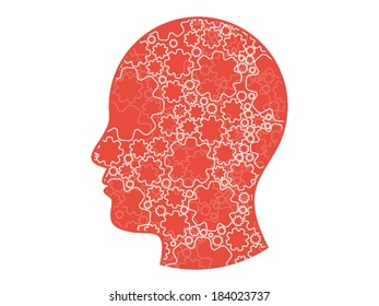 Colorful puzzle gear head presentation vector illustration graphic template isolated on white background